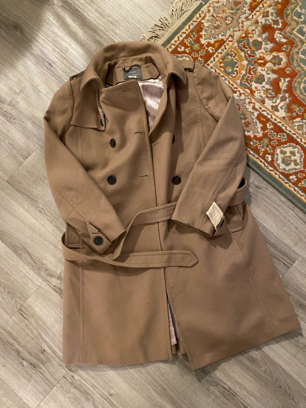 J.Crew/Nello Gorgi Wool-Cashmere Camel Trench Coat